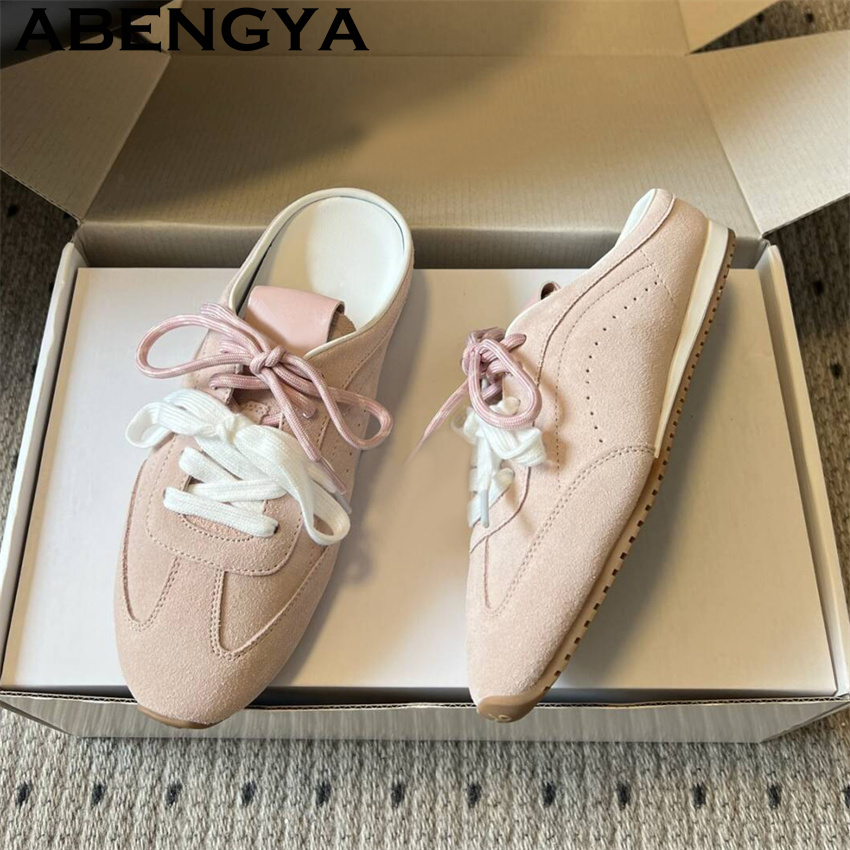 Oxford Lace Up Women - รองเท้าสลิปเปอร์แบบผูกเชือกสำหรับผู้หญิง สวมใส่สบาย ระบายอากาศได้ดี เหมาะสำหรับฤดูร้อน รองเท้าวิ่งแบบสวม พื้นรองเท้าแบบอ็อกซ์ฟอร์ด