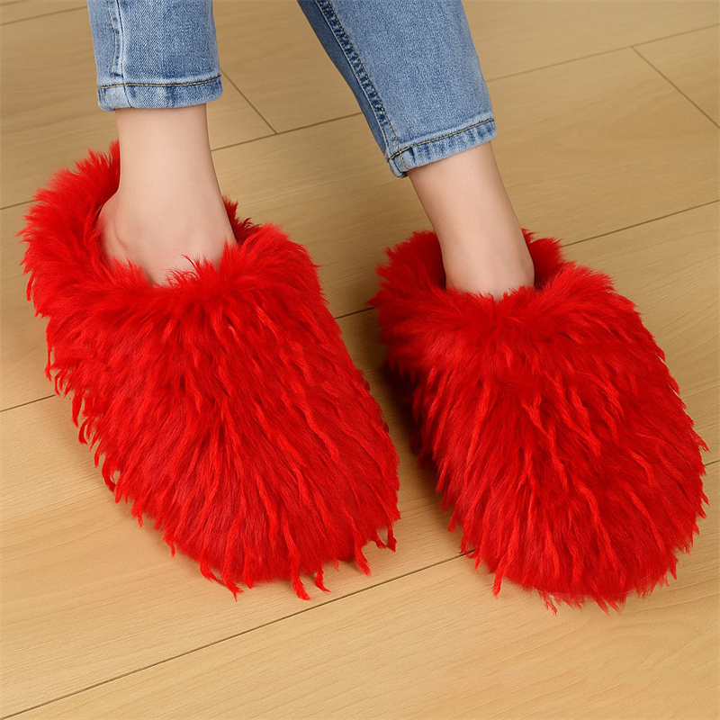 Women'S Shoes Clogs - รองเท้าแตะสำหรับผู้หญิงในฤดูหนาว รองเท้าแตะขนเฟอร์เทียมนุ่มฟู รองเท้าใส่ในบ้านอบอุ่น นุ่มสบาย รองเท้าแตะแบบสวม รองเท้าแตะขนฟู