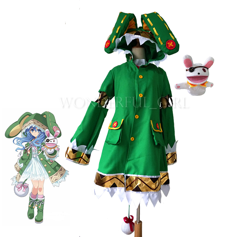 Women Shoes Xxl - ชุดคอสเพลย์โยชิโนะจากเรื่อง Date A Live เสื้อโค้ทมีฮู้ดสีเขียว ชุดสำหรับปาร์ตี้ฮาโลวีนสำหรับผู้หญิง