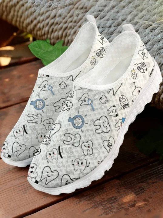 รองเท้าผ้าใบตาข่ายพิมพ์ลายการ์ - Women Shoes Tennis บทวิจารณ์และราคา
