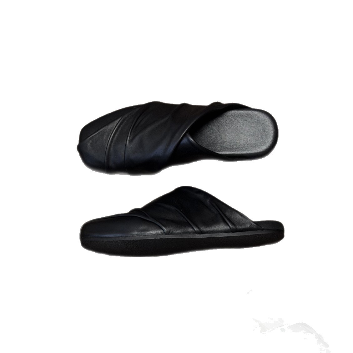 รองเท้าหนังวินเทจสีดำ รองเท้าส - Mule Slip On บทวิจารณ์และราคา