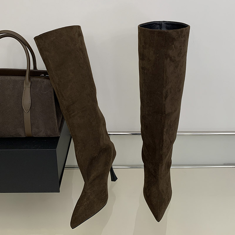 รองเท้าบูทหุ้มเข่าหัวแหลมสไตล์ - Knee High Boots Women บทวิจารณ์และราคา
