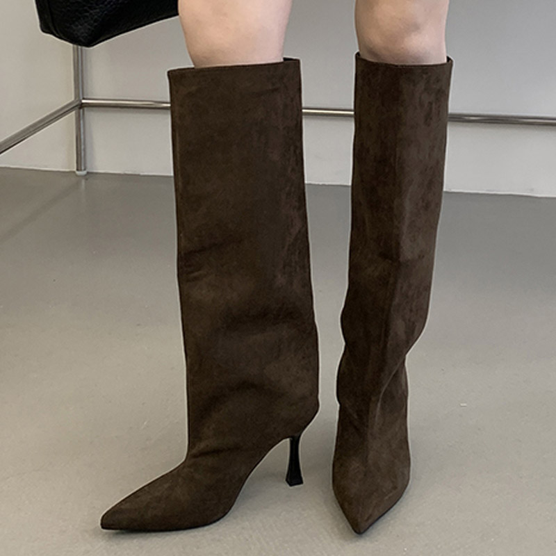 รองเท้าบูทหุ้มเข่าหัวแหลมสไตล์ - Knee High Boots Women บทวิจารณ์และราคา