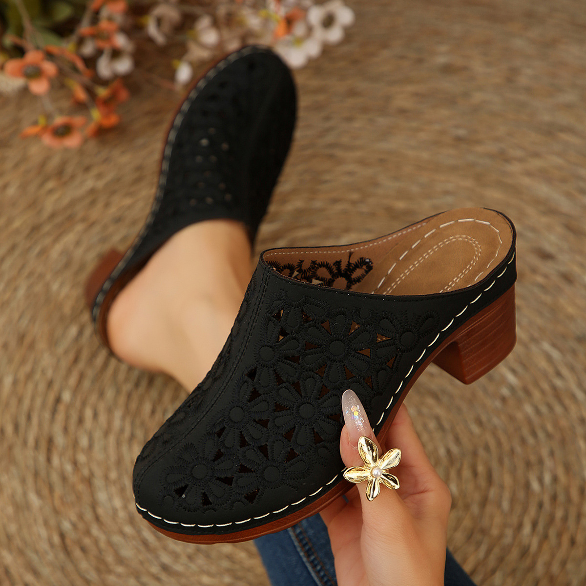 รองเท้าแตะสตรีแบบมูลส์ลายดอกไม - Women'S Shoes Clogs บทวิจารณ์และราคา