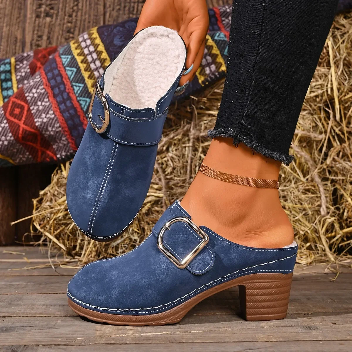 รองเท้าแตะส้นหนาแบบสวมสำหรับผู - Women'S Shoes Clogs บทวิจารณ์และราคา