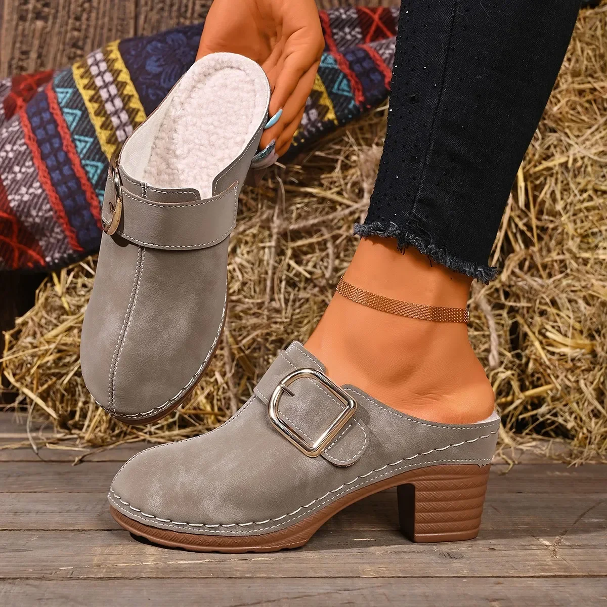 รองเท้าแตะส้นหนาแบบสวมสำหรับผู - Women'S Shoes Clogs บทวิจารณ์และราคา