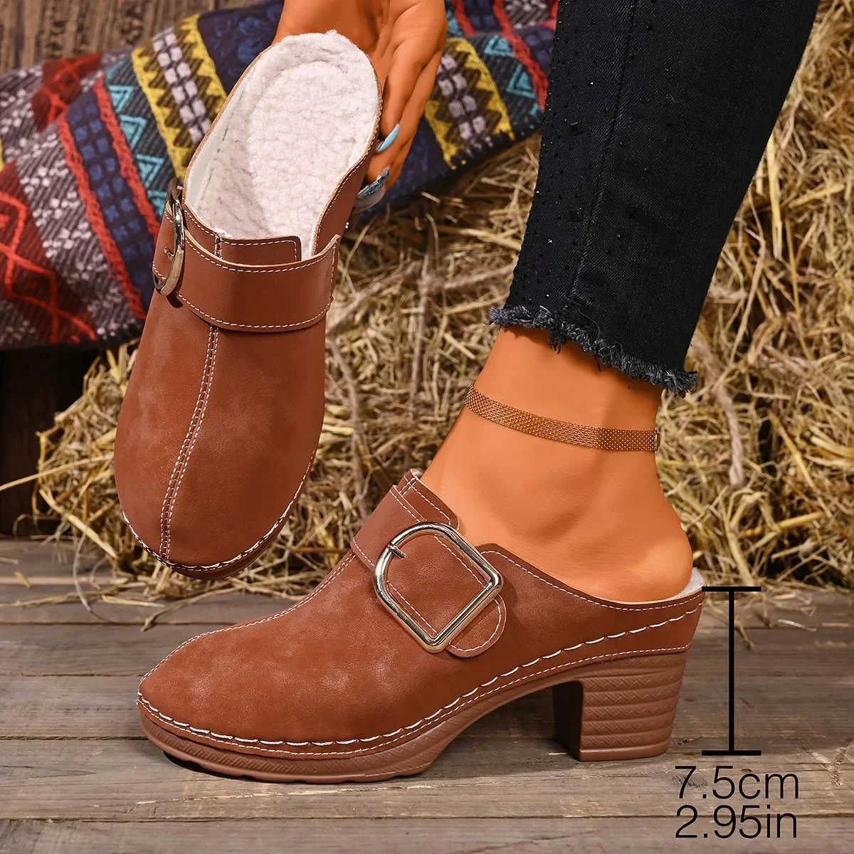 รองเท้าแตะส้นหนาแบบสวมสำหรับผู - Women'S Shoes Clogs บทวิจารณ์และราคา