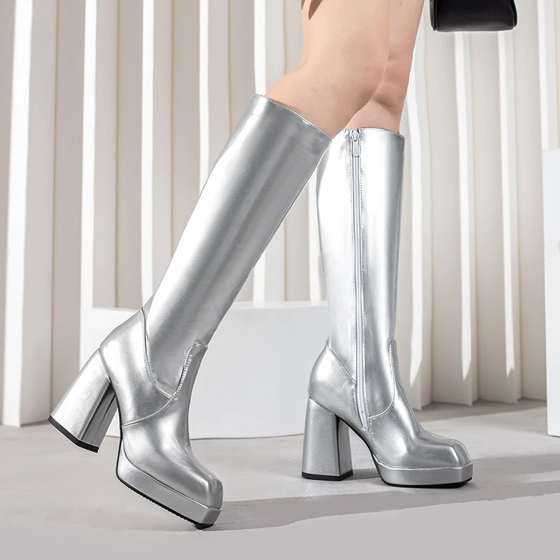 สีเขียวฤดูหนาวผู้หญิงแพลตฟอร์ม - Knee High Boots Women บทวิจารณ์และราคา