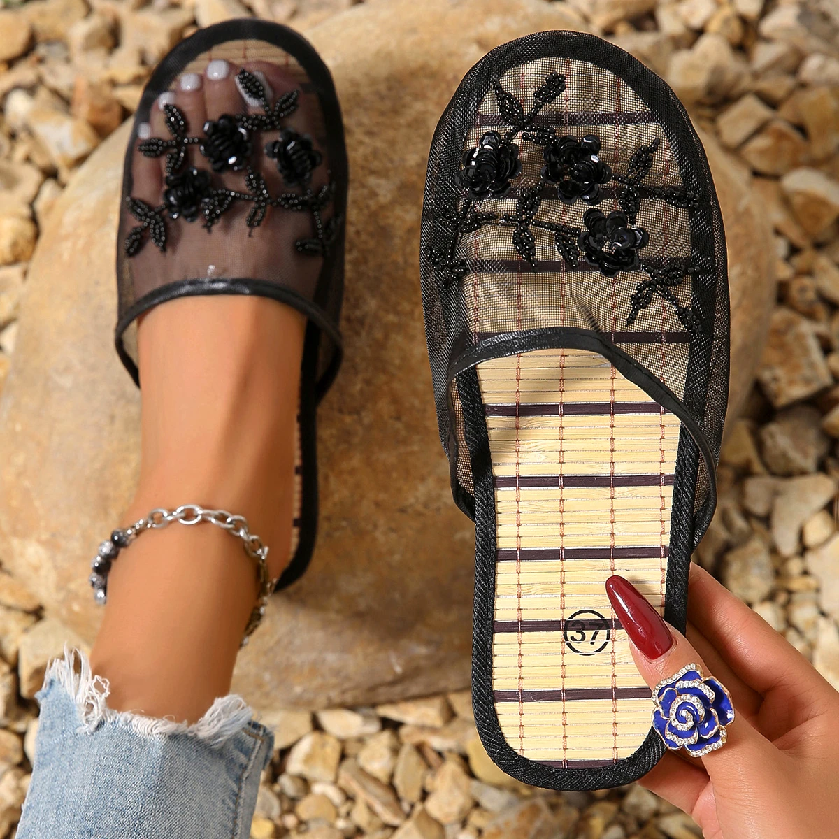 รองเท้าแตะสไลด์ตาข่ายปิดหัวสำห - Mule Slip On บทวิจารณ์และราคา