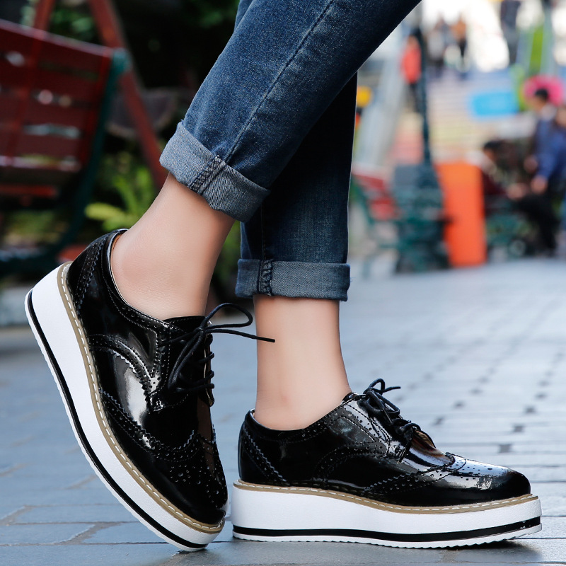 ผู้หญิง Loafers รองเท้าหนังหนา - Oxford Lace Up Women บทวิจารณ์และราคา